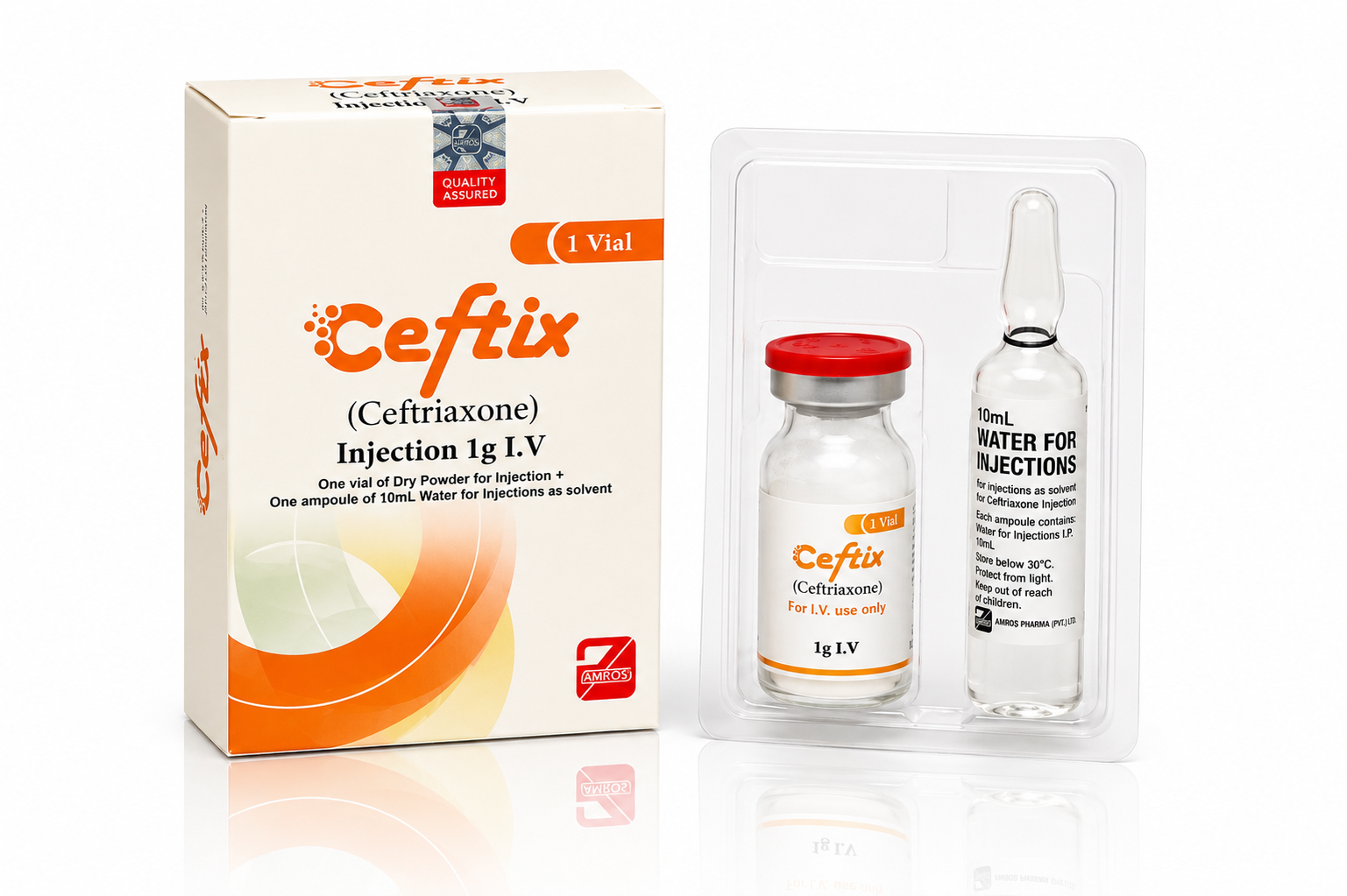Ceftix ceftriaxone injection 1g IV vial with water for injection antibiotic export Pakistan