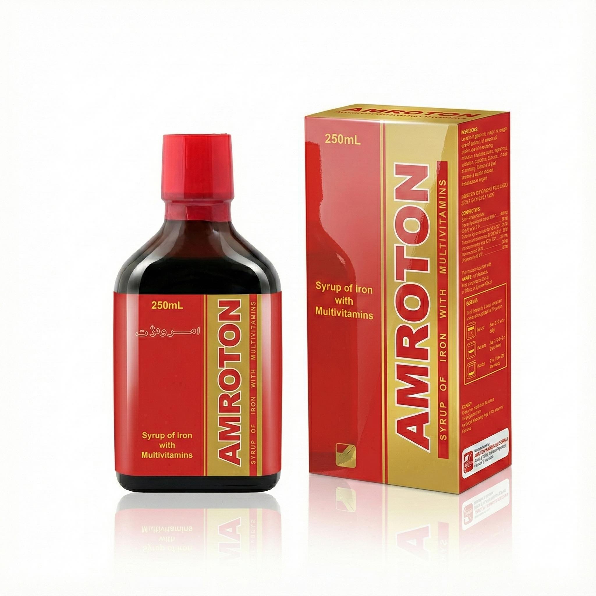 Amroton iron with multivitamins syrup 250ml by Amros Pharmaceuticals hematinic supplement