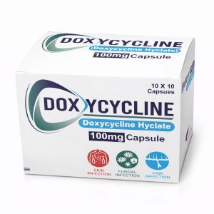 Doxycycline hyclate 100mg capsules by Amros Pharmaceuticals antibiotic capsules for bacterial infections