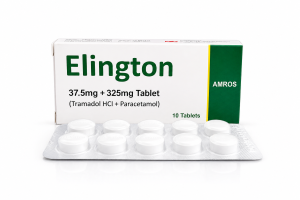 Elington tablets tramadol hydrochloride 37.5mg and paracetamol 325mg blister pack and box