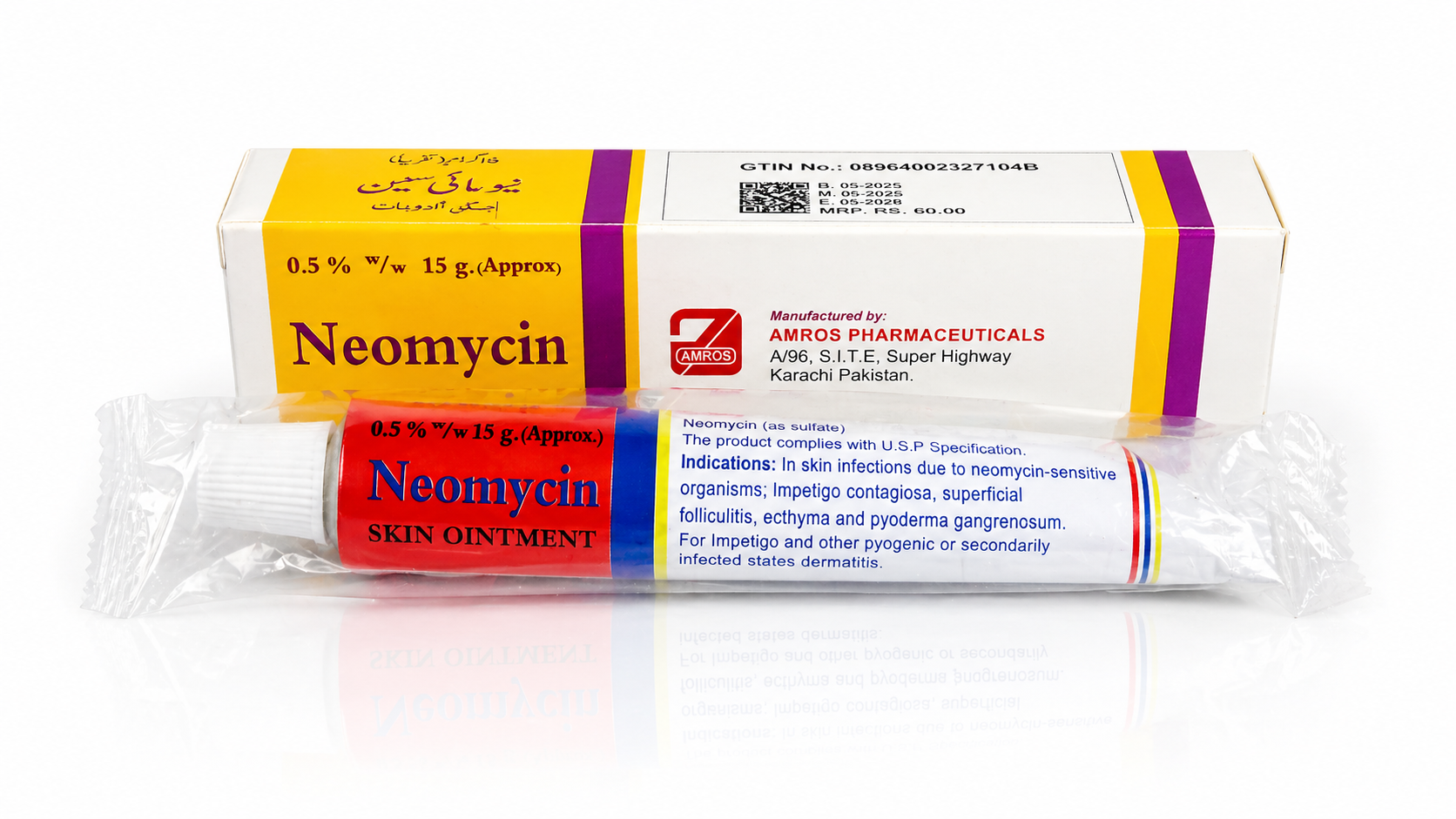Neomycin skin ointment 0.5 percent 15g by Amros Pharmaceuticals antibiotic topical ointment