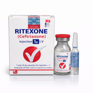 Ritexone 1g injection (Ceftriaxone) by Amros Pharmaceuticals for antibacterial treatment use