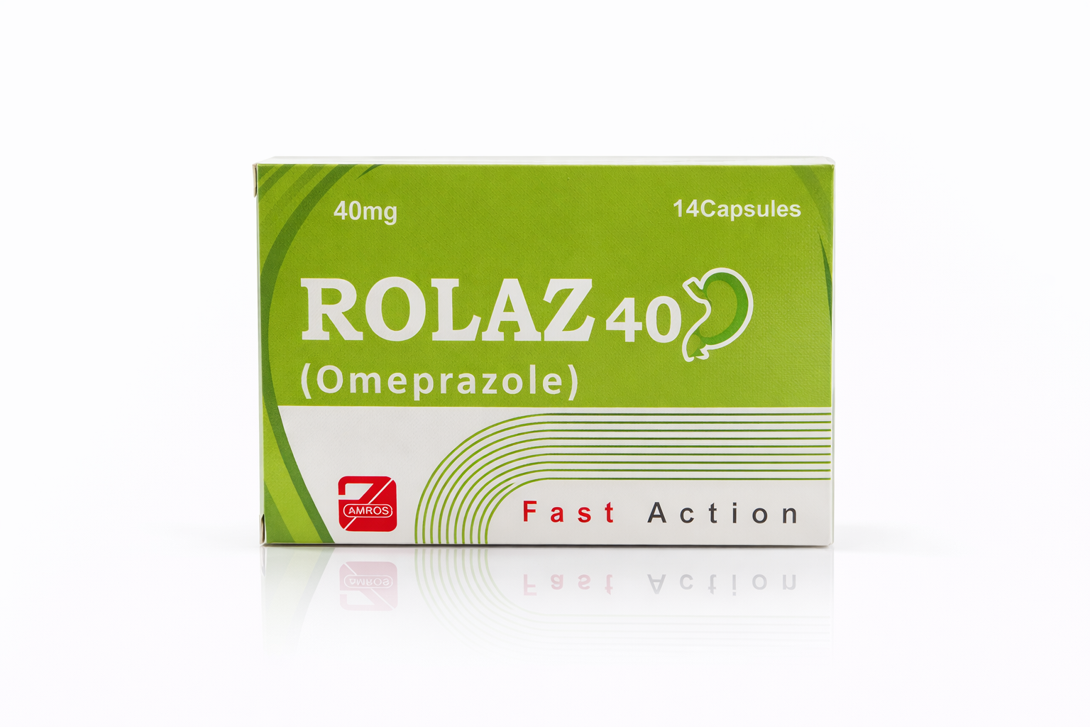 Rolaz 40 omeprazole 40mg capsules by Amros Pharmaceuticals for gastric acid related conditions