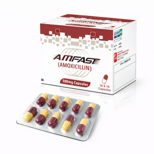 AMFAST amoxicillin 500mg capsules by Amros Pharmaceuticals antibiotic capsules