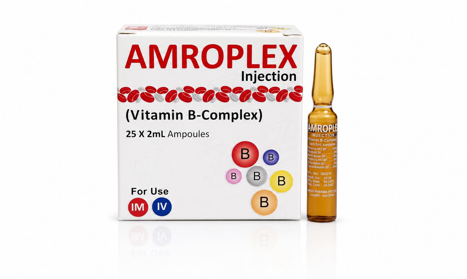 Amroplex vitamin B complex injection 2ml ampoules IM IV Pakistan