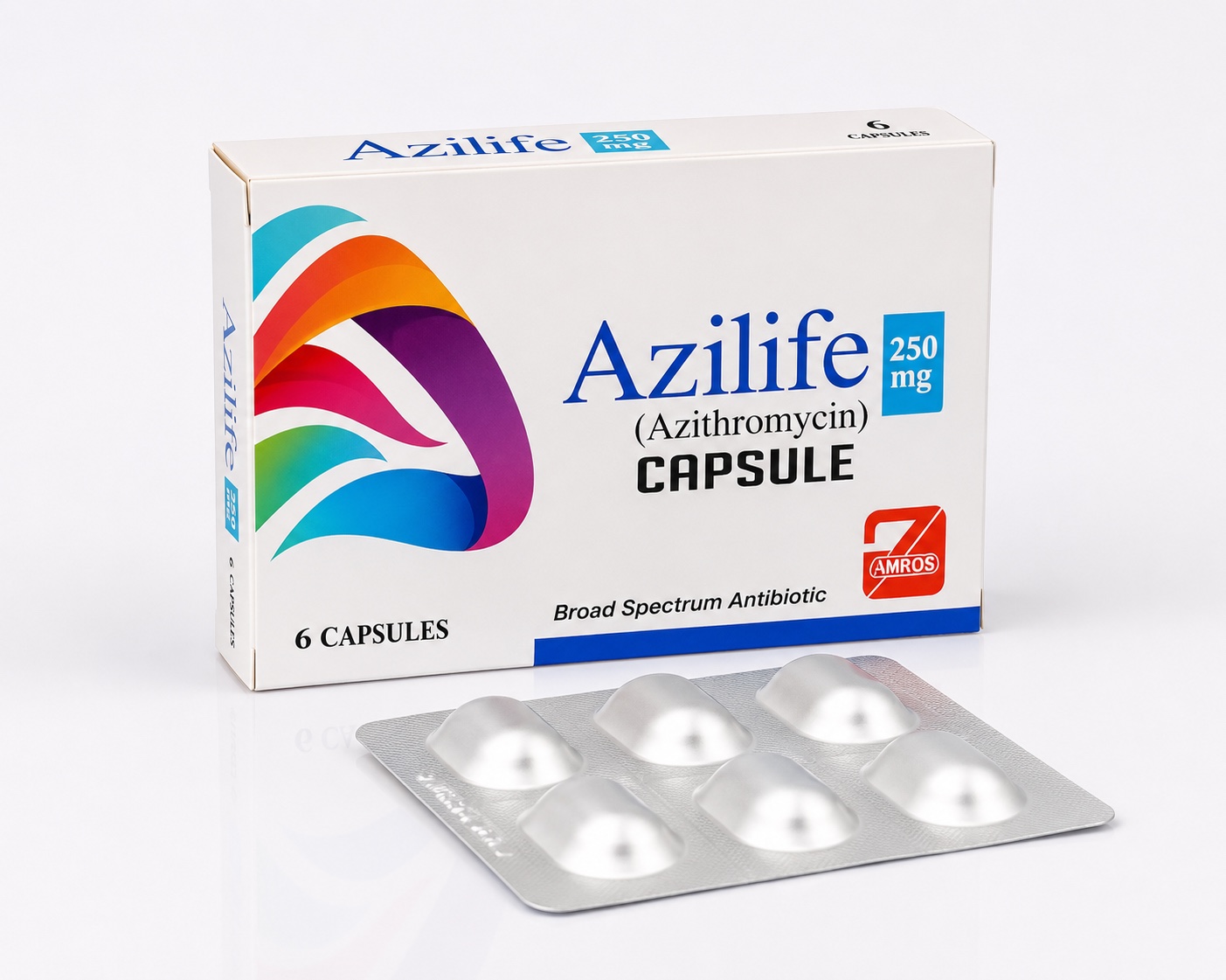 Azilife Azithromycin 250mg capsules by Amros Pharmaceuticals Pakistan antibiotic capsules