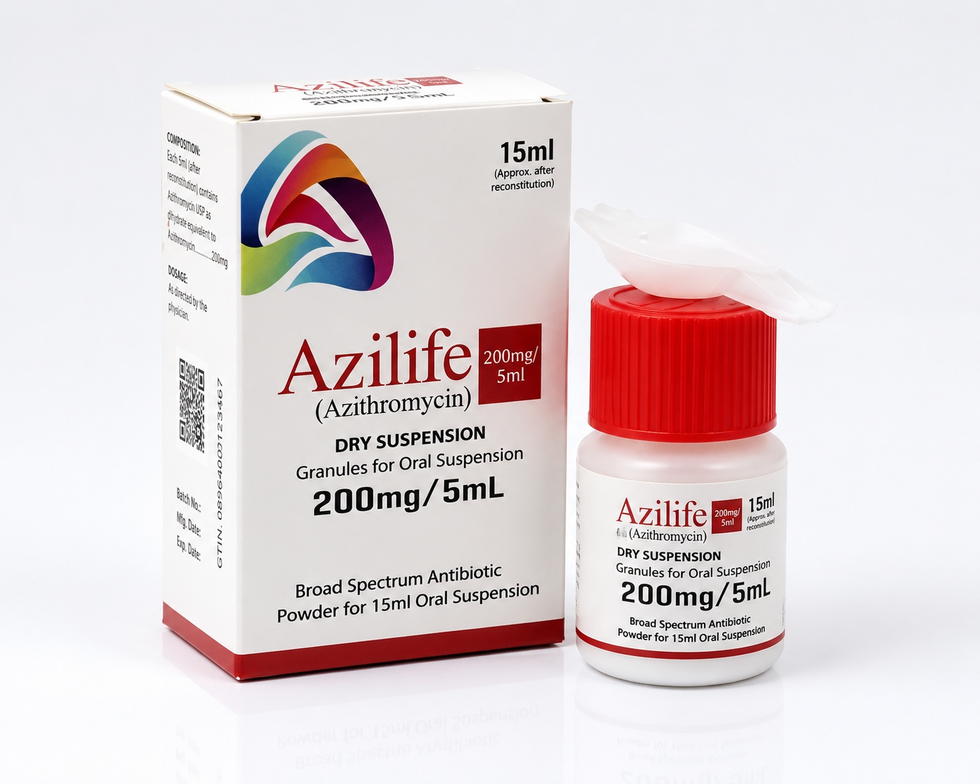 Azilife Azithromycin suspension 200mg per 5ml by Amros Pharmaceuticals Pakistan antibiotic syrup