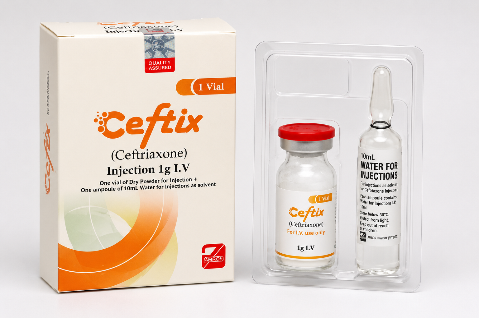 Ceftix ceftriaxone injection 1g IV vial with water for injection antibiotic export Pakistan